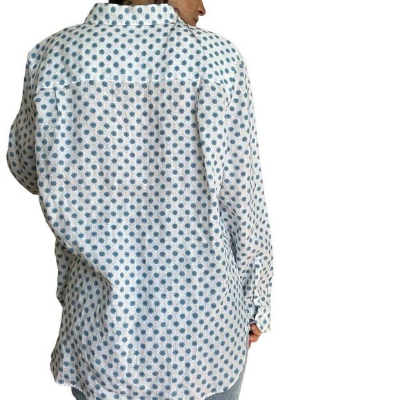 New L.L. Bean White 100% Linen Button Down Shirt Long Sleeve Floral Size XL NWOT - Picture 3 of 8